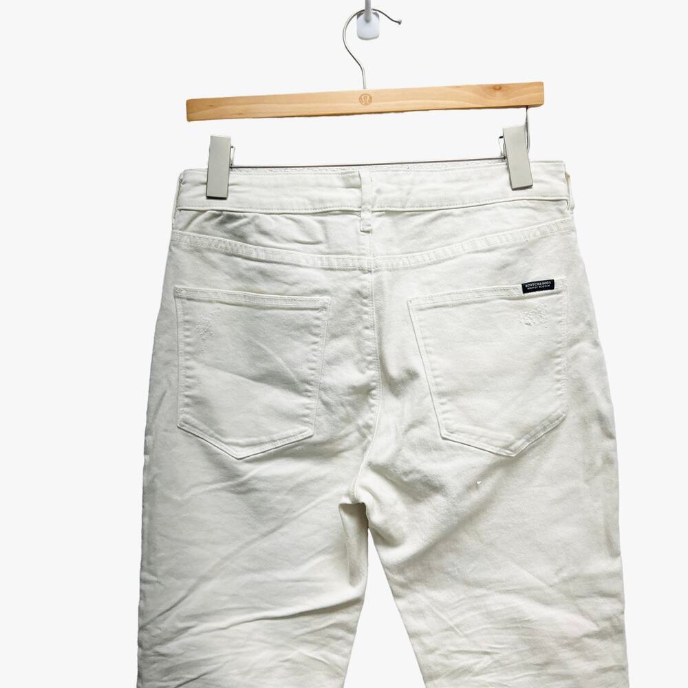 Scotch & Soda Johnny Boyfriend Cropped Denim Jeans White Distressed Size 27 NWT - Picture 4 of 9